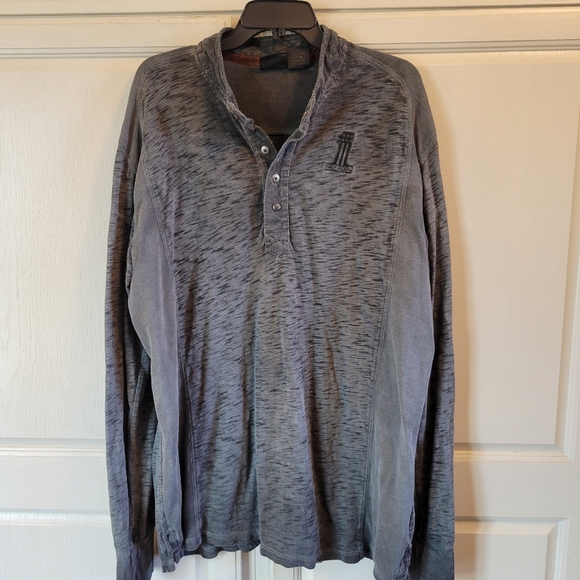 Harley-Davidson Gray Burnout Henley Long Sleeve Shirt - Picture 2 of 9